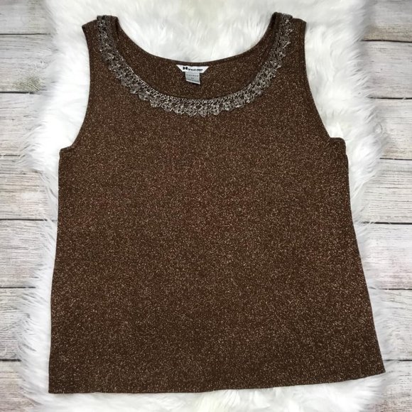 Nygard Collection Tops - Sparkly Embellished Neckline Tank Blouse Nygard